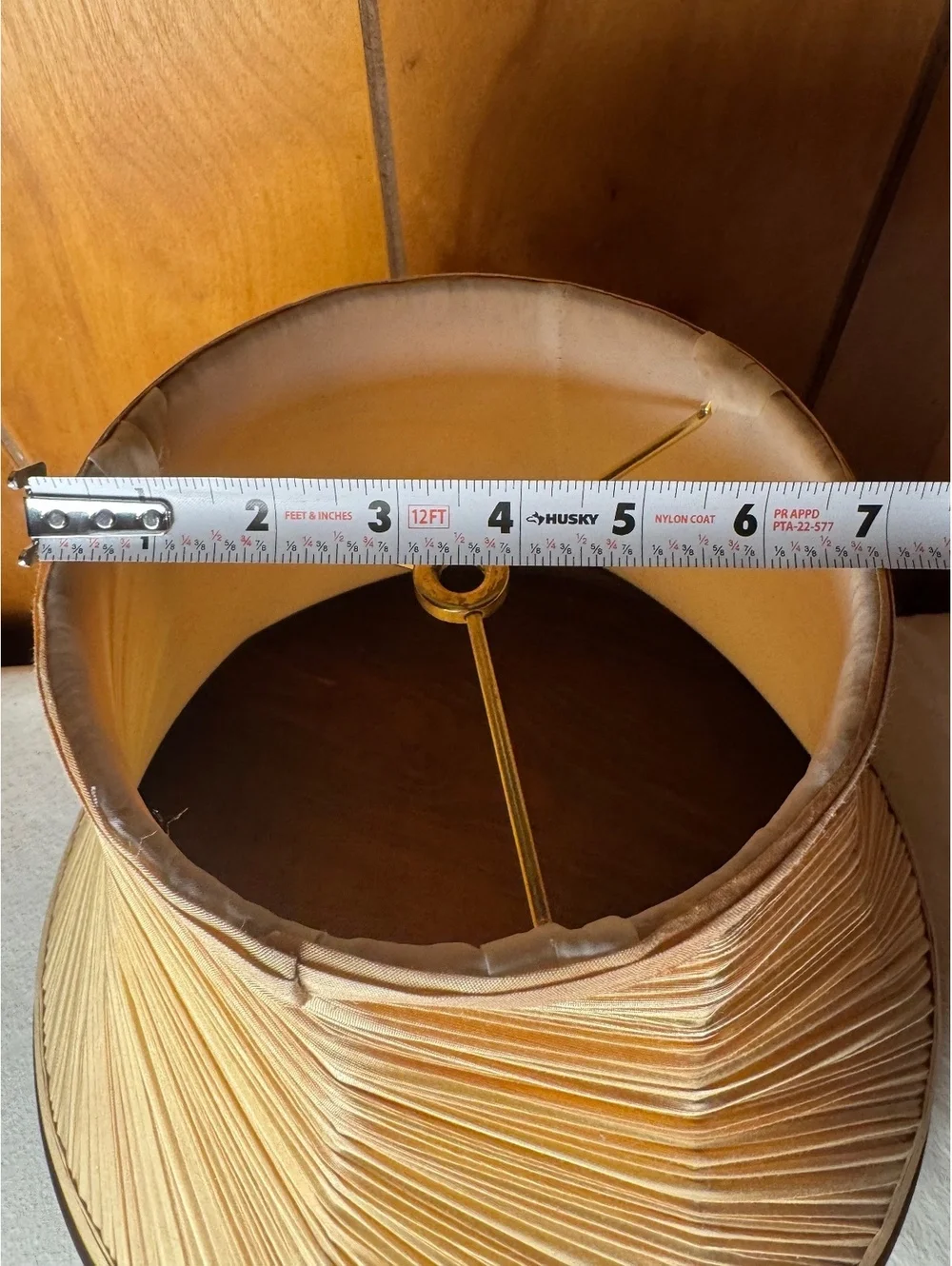 Vintage Pleated Lampshade Large 16 Inch Bell Shade Champagne Beige Lamp Shade